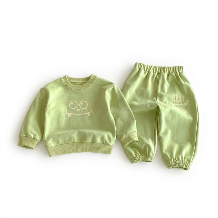 Kids Cute Cartoon Monster Smile Sweatshirt &amp; Pants Set