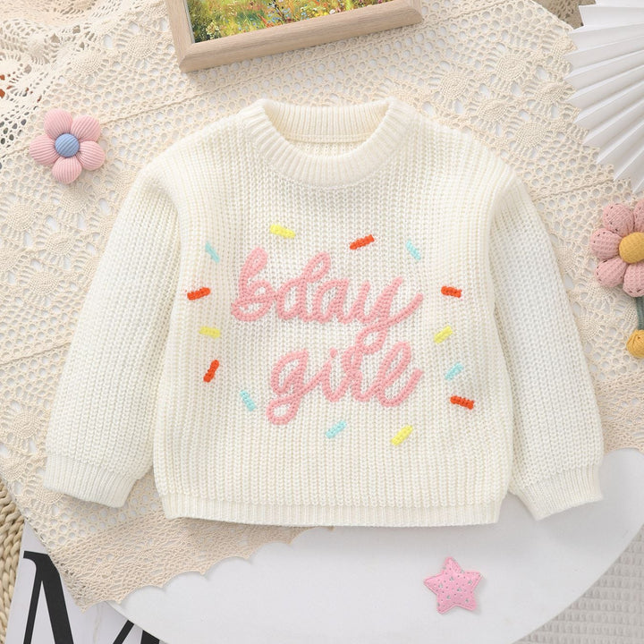 Sweet Birthday Baby Girl Sprinkle Knit Sweater