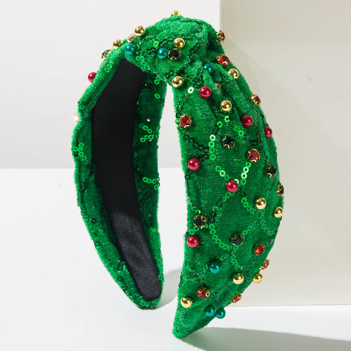 Christmas rhinestones pearls sequin knotted headband