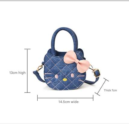Embroidered Kitten & Bowknot Mini Handbag for Girls