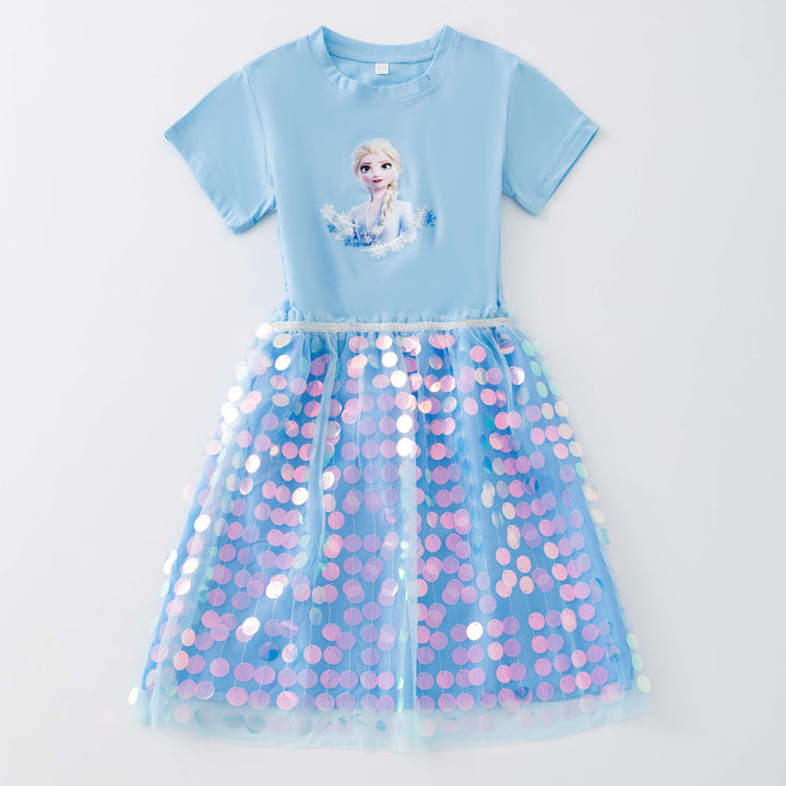 Girls Frozen theme summer sequin princess dress