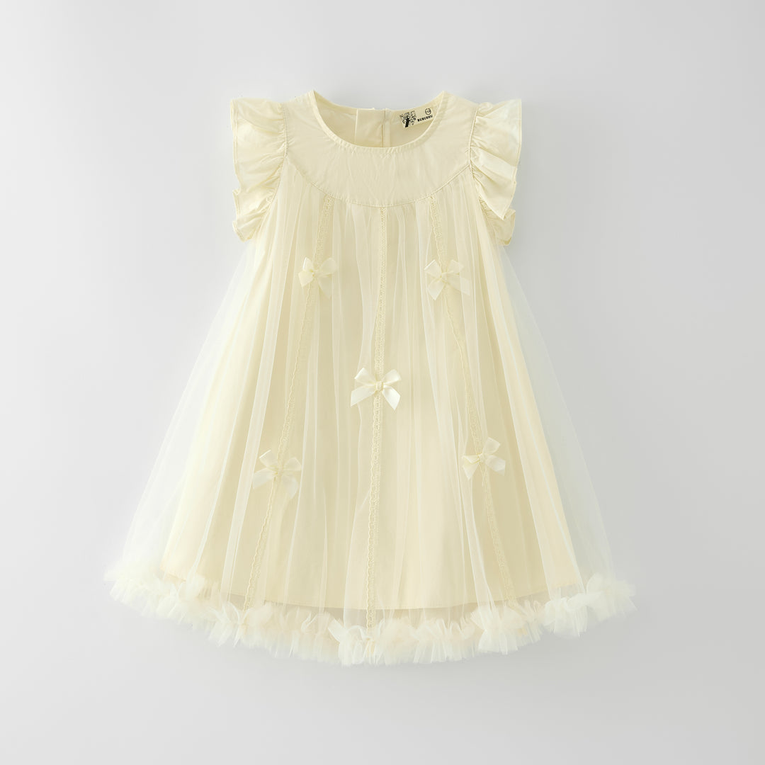 Girls sweet bow deco mesh princess dress