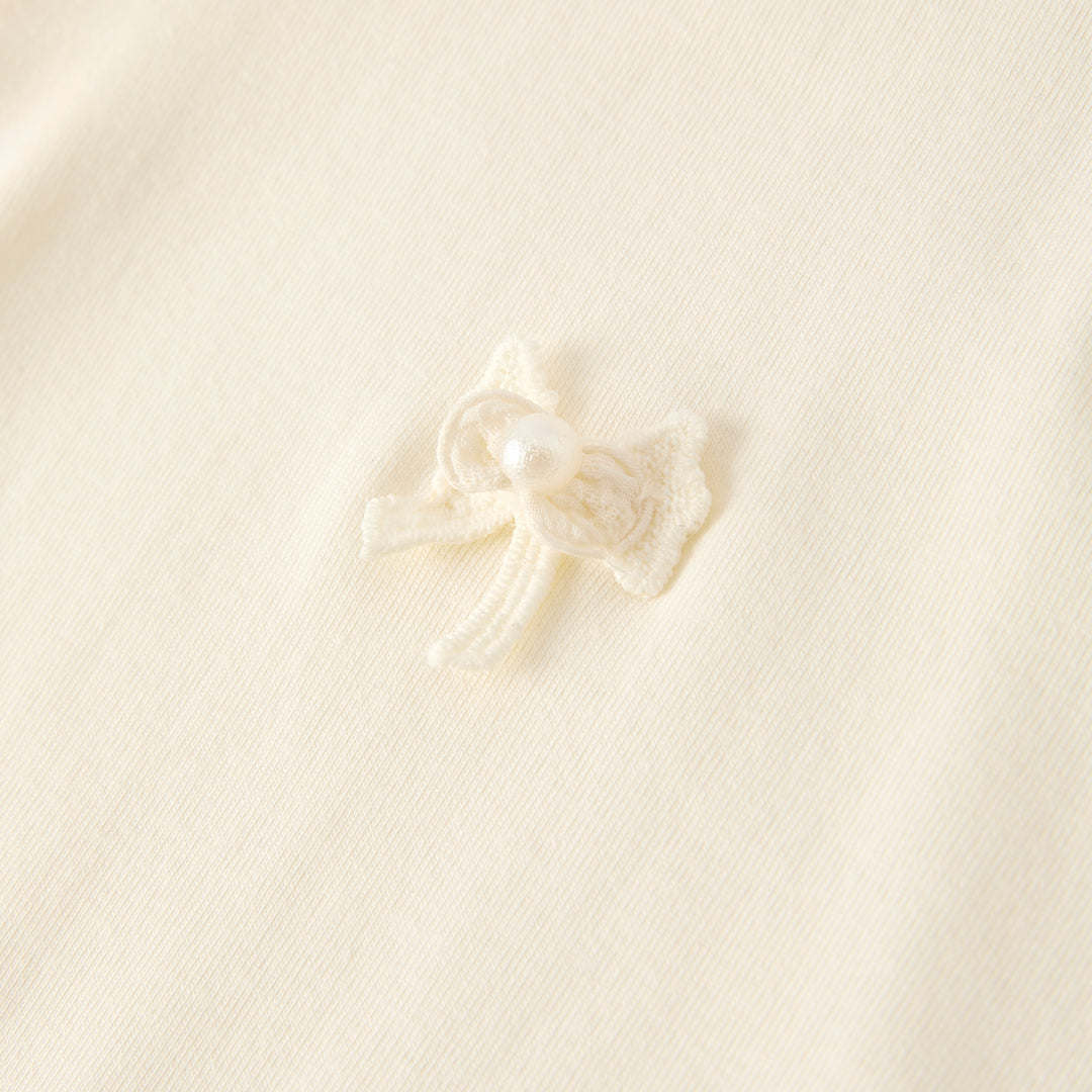 Lace bow deco T-shirt for girls