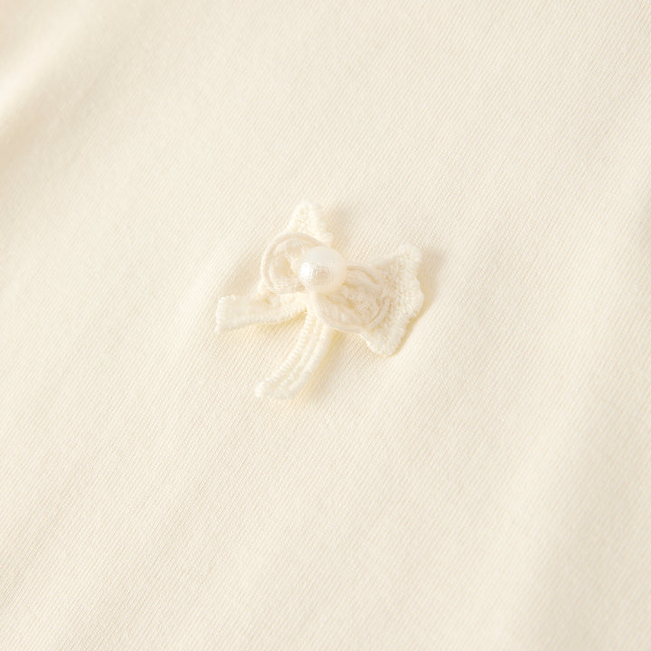 Lace bow deco T-shirt for girls