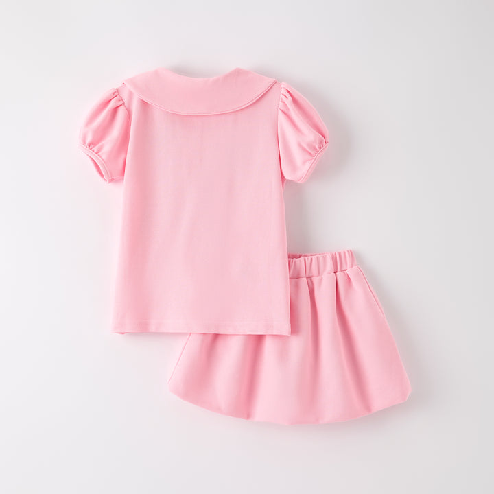 Girls summer cute Hello Kitty embroidery skirt set
