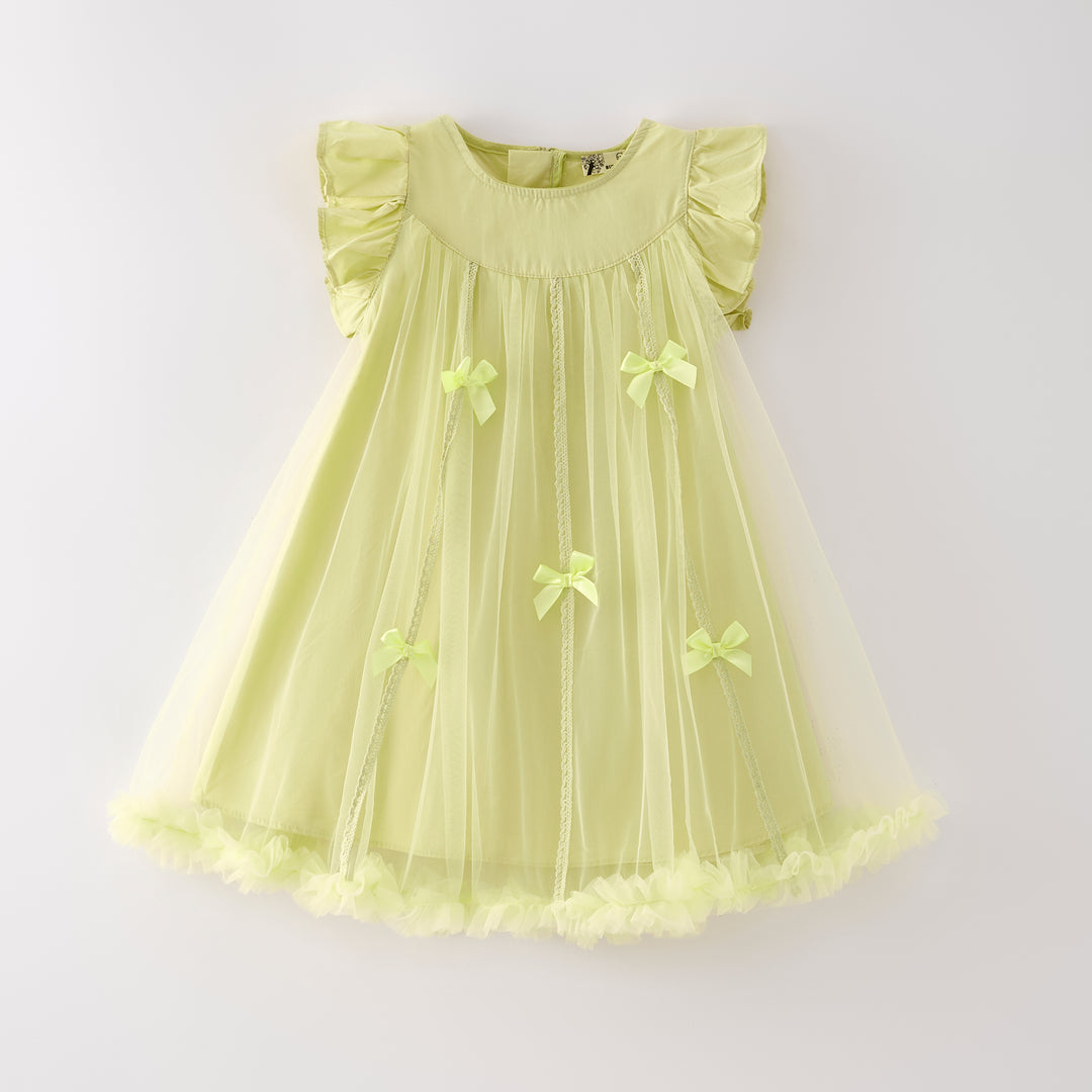 Girls sweet bow deco mesh princess dress