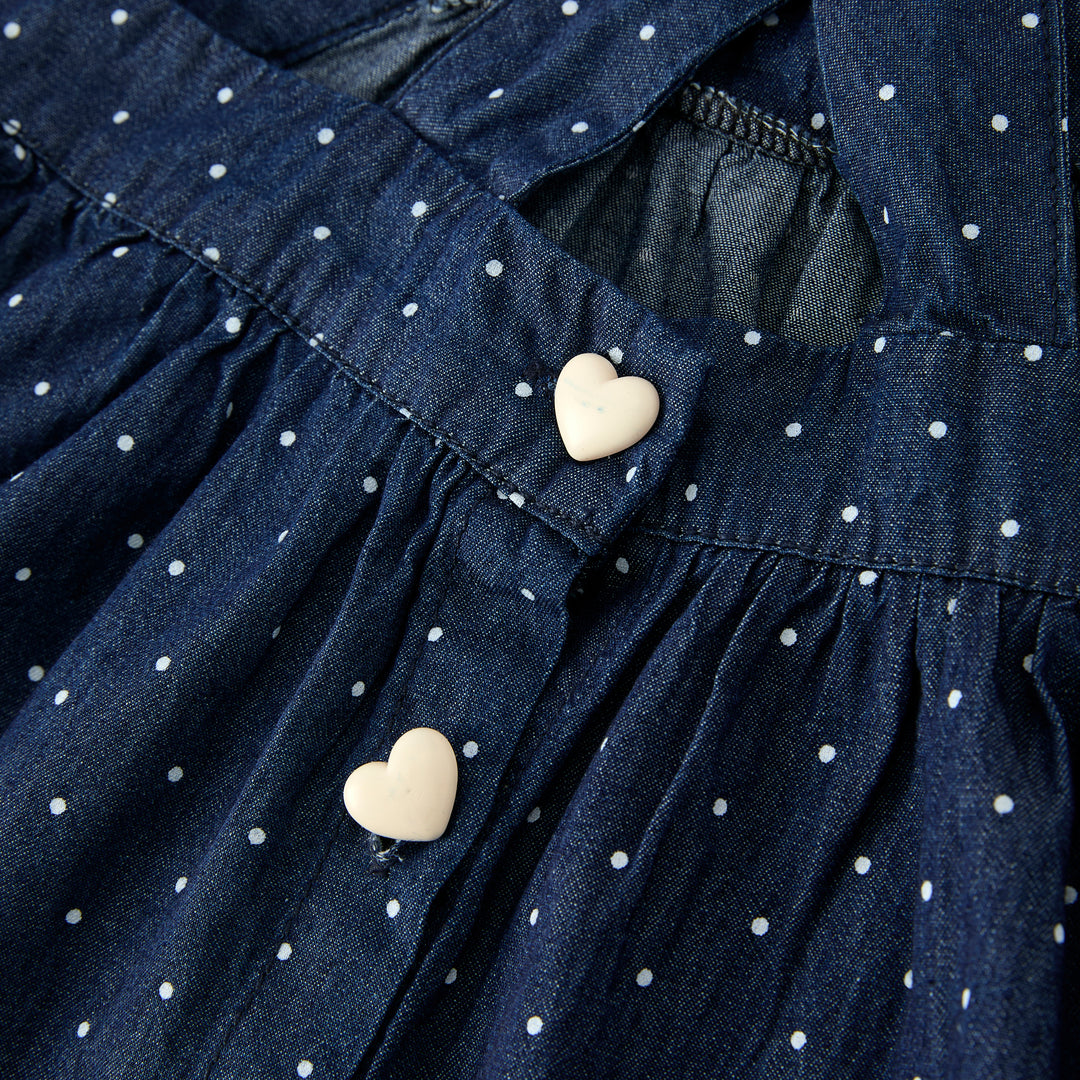 Girls Denim Polka Dot Skirt Set
