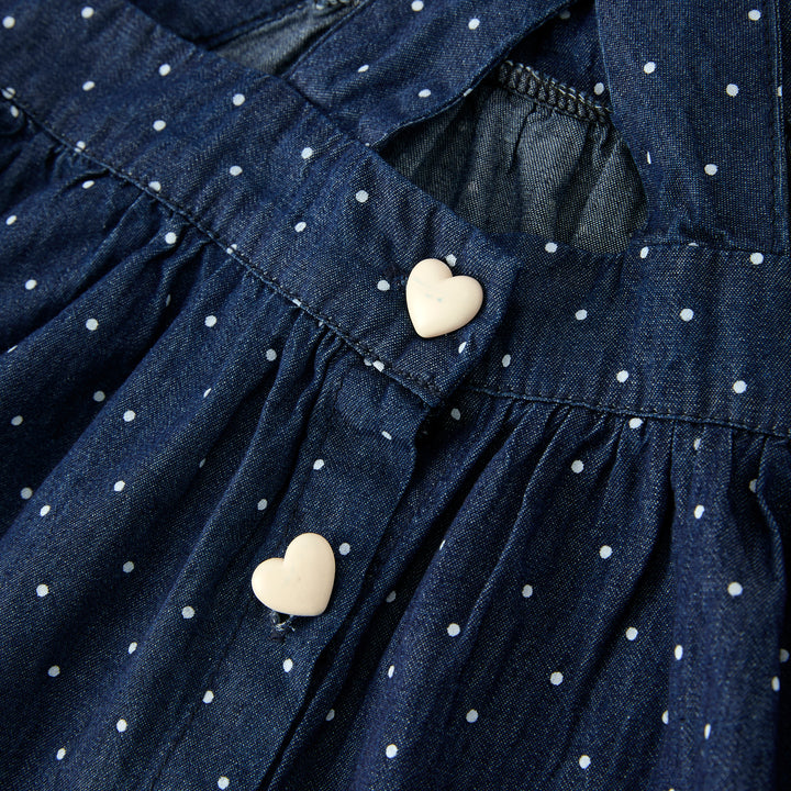 Girls Denim Polka Dot Skirt Set
