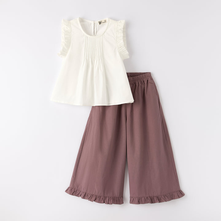 Girls cotton sleeveless Top&Wide Leg Pants Set