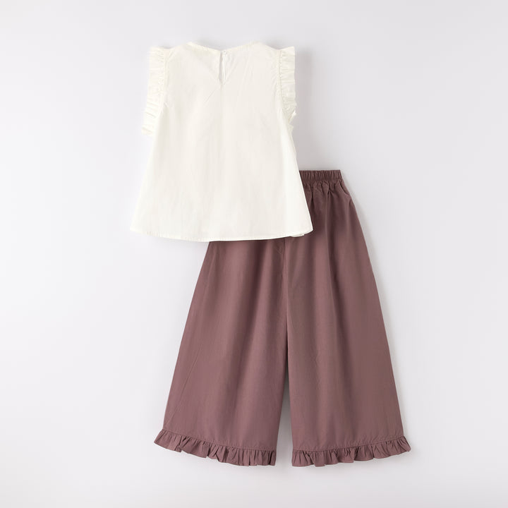 Girls cotton sleeveless Top&Wide Leg Pants Set