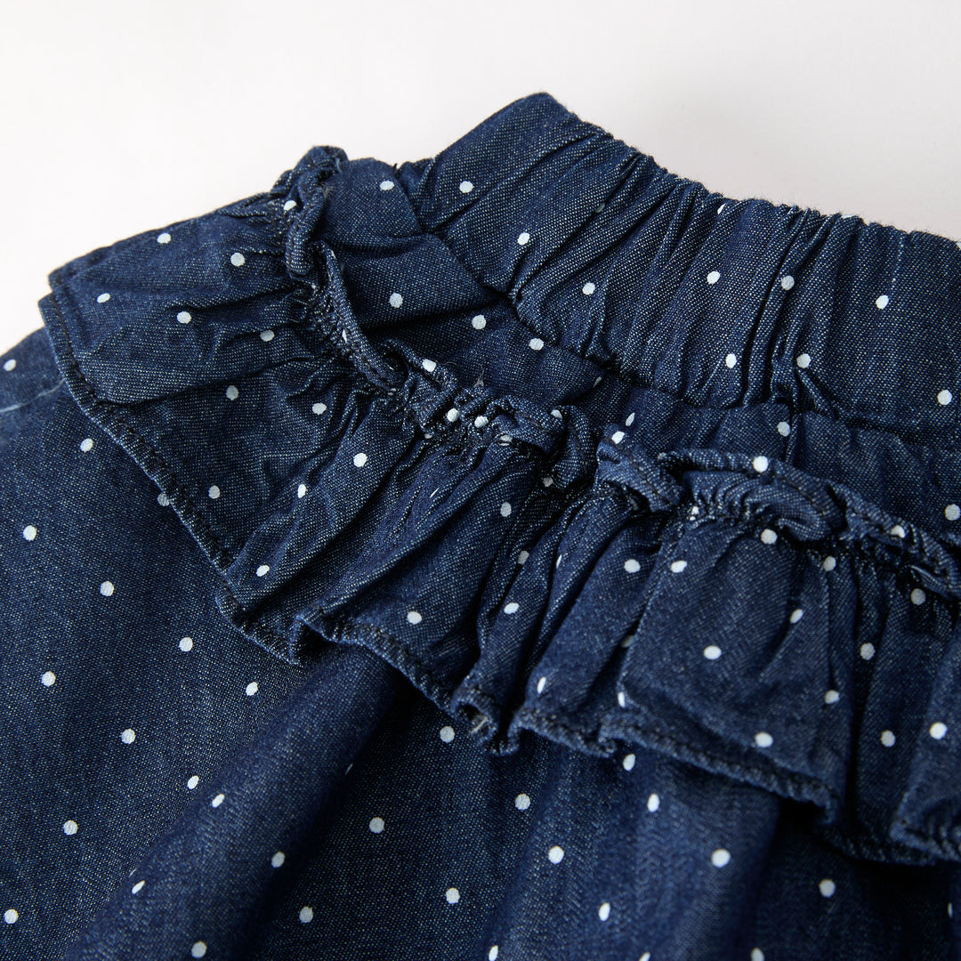 Girls Denim Polka Dot Skirt Set