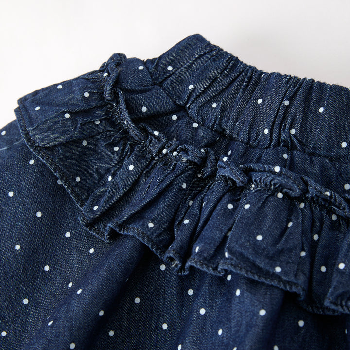 Girls Denim Polka Dot Skirt Set