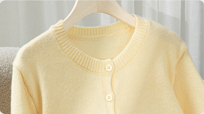 "Women's yellow knitted Sweater Cardigan Coat  "
