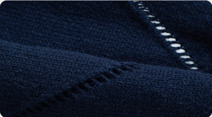 Navy hollow thin knitted sweater for women
