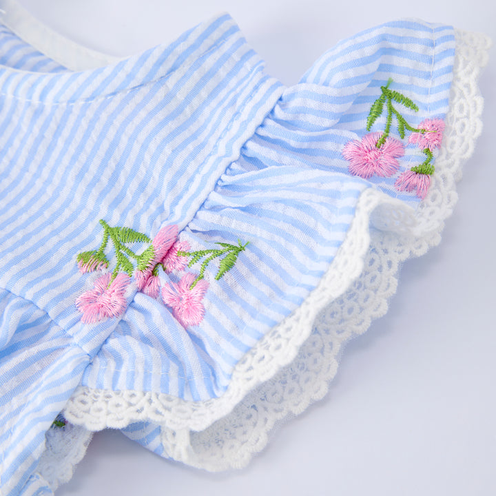 Baby floral embroidered flutter sleeve bodysuit romper