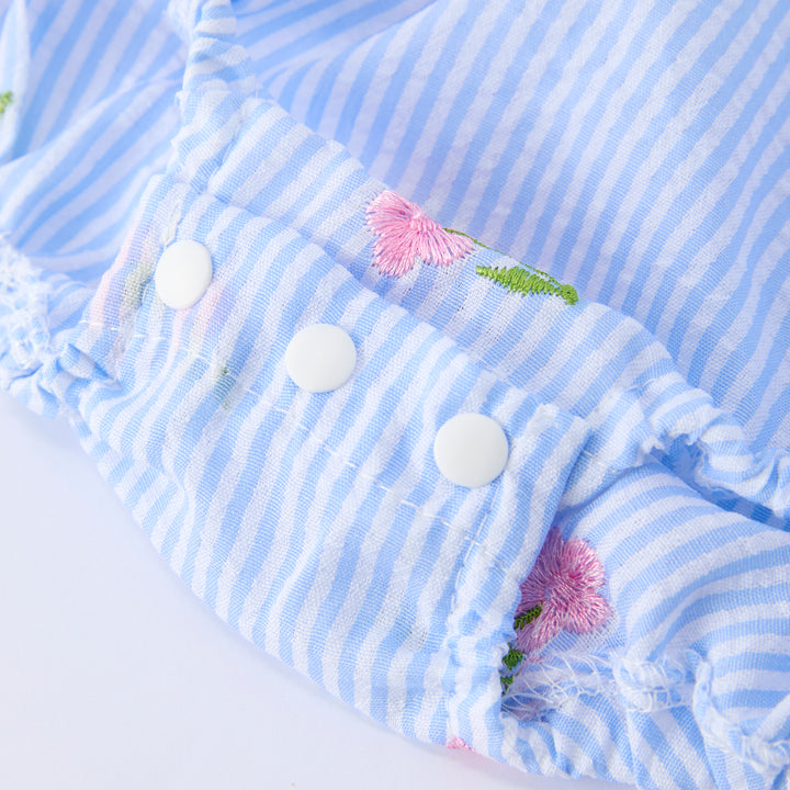 Baby floral embroidered flutter sleeve bodysuit romper