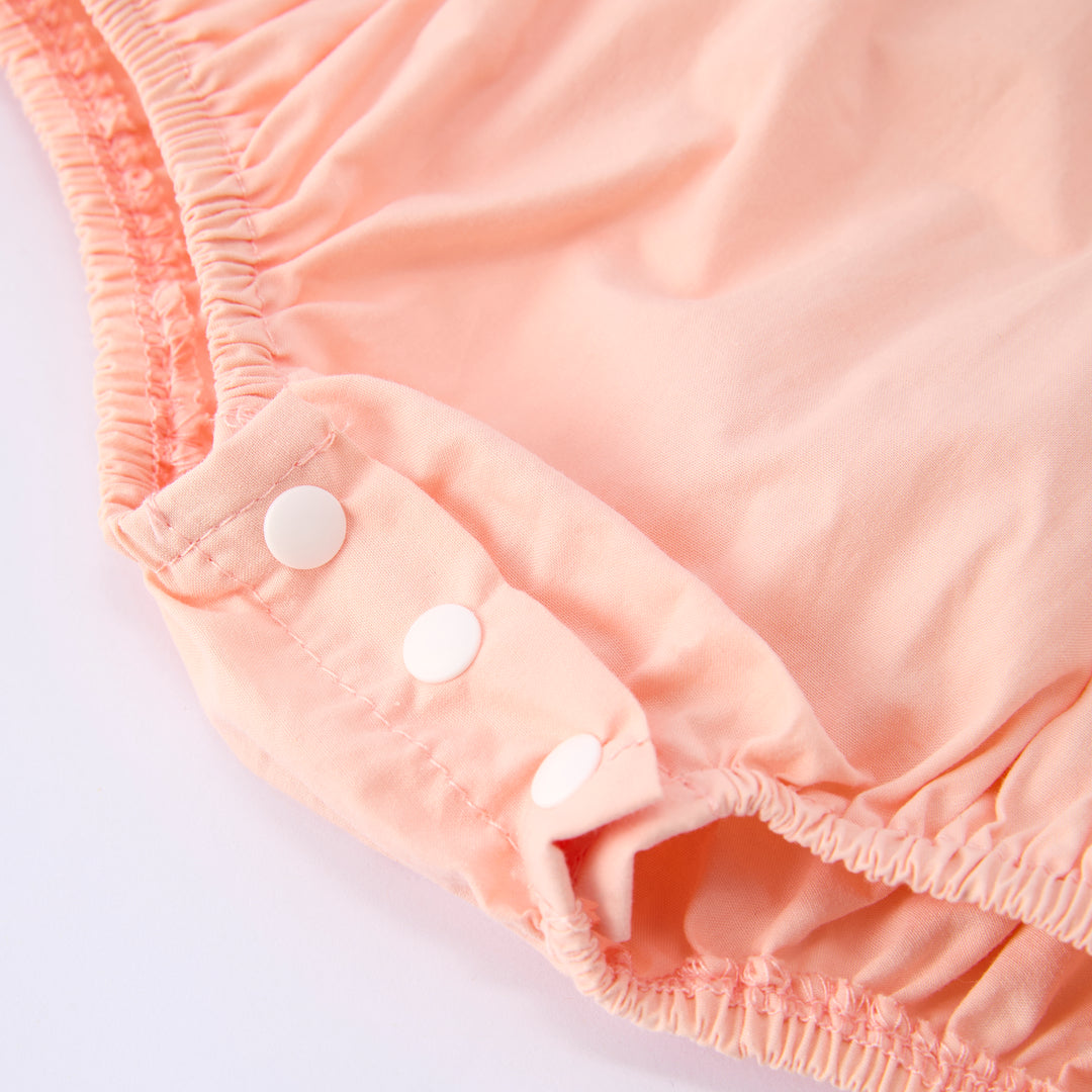 Baby pink Lace-deco bodysuit cotton romper