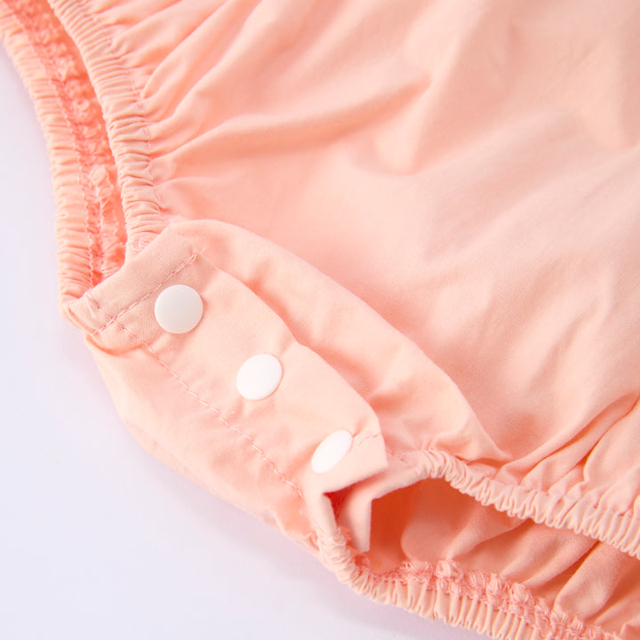 Baby pink Lace-deco bodysuit cotton romper
