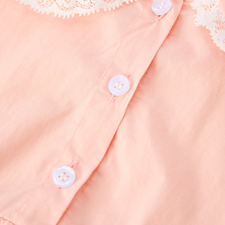 Baby pink Lace-deco bodysuit cotton romper