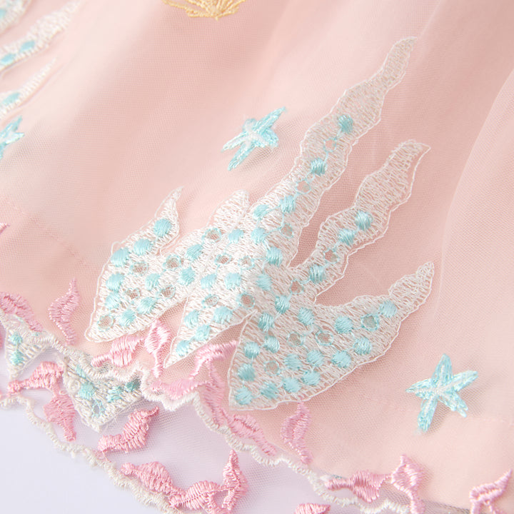 Girls shell mermaid Embroidered Princess Tulle Dress