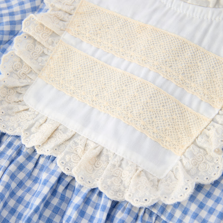 Baby blue plaid Vintage Ruffle Romper
