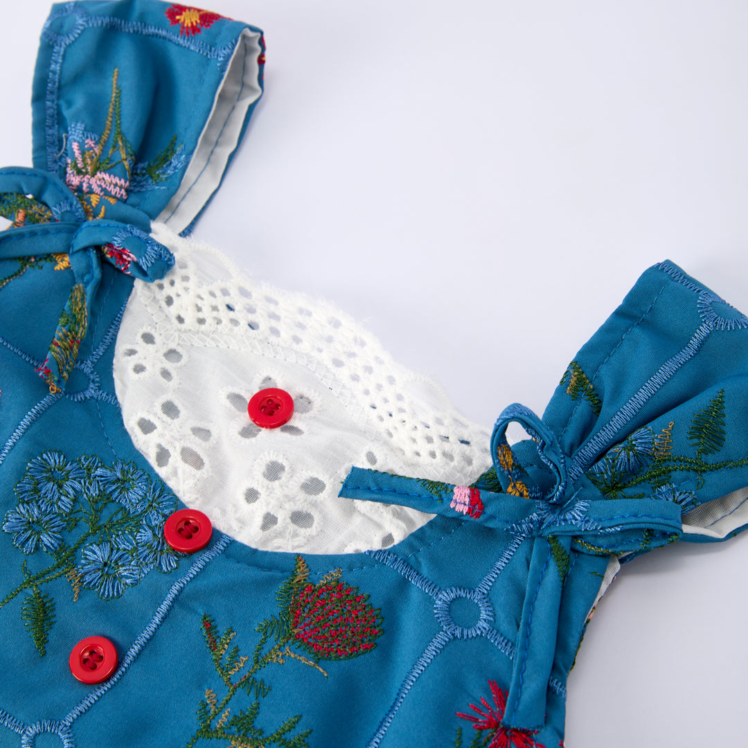 Summer Girls Floral Embroidered Lace Sleeveless Dress