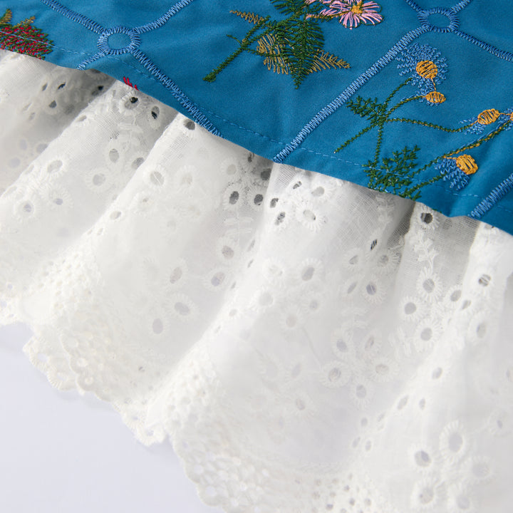 Summer Girls Floral Embroidered Lace Sleeveless Dress