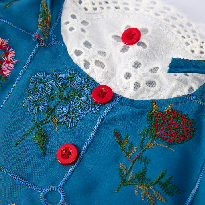 Summer Girls Floral Embroidered Lace Sleeveless Dress