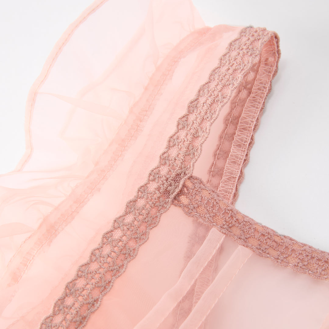 Girls pink lace embroidery apron