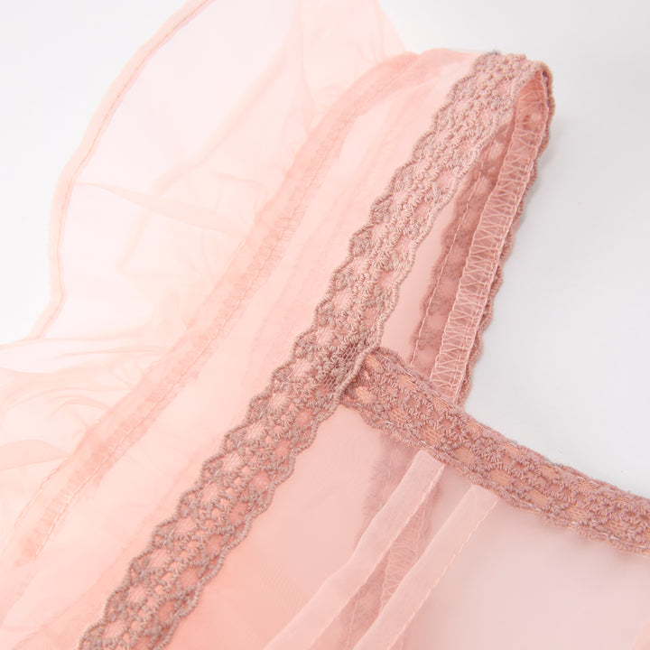 Girls pink lace embroidery apron