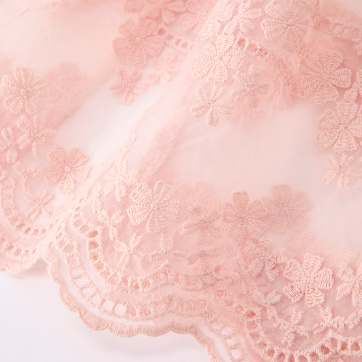 Girls pink lace embroidery apron