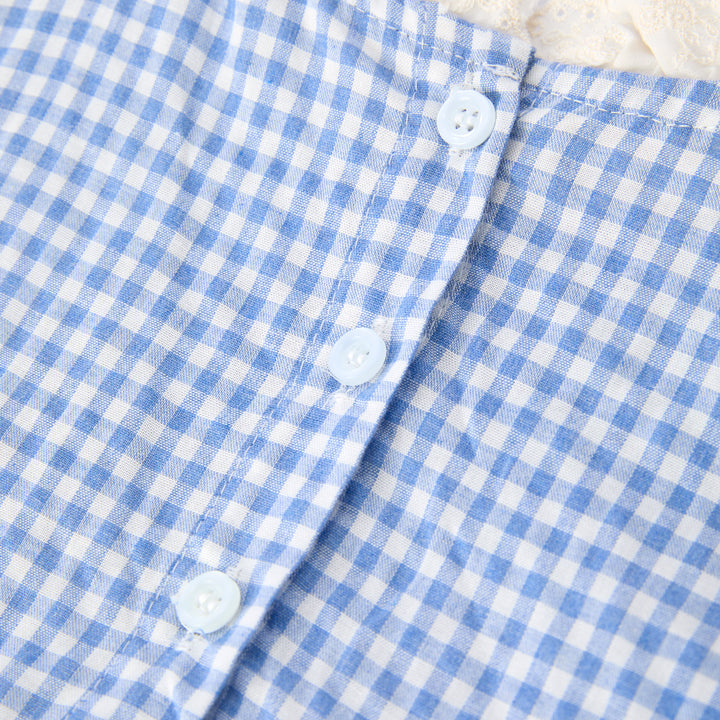 Baby blue plaid Vintage Ruffle Romper