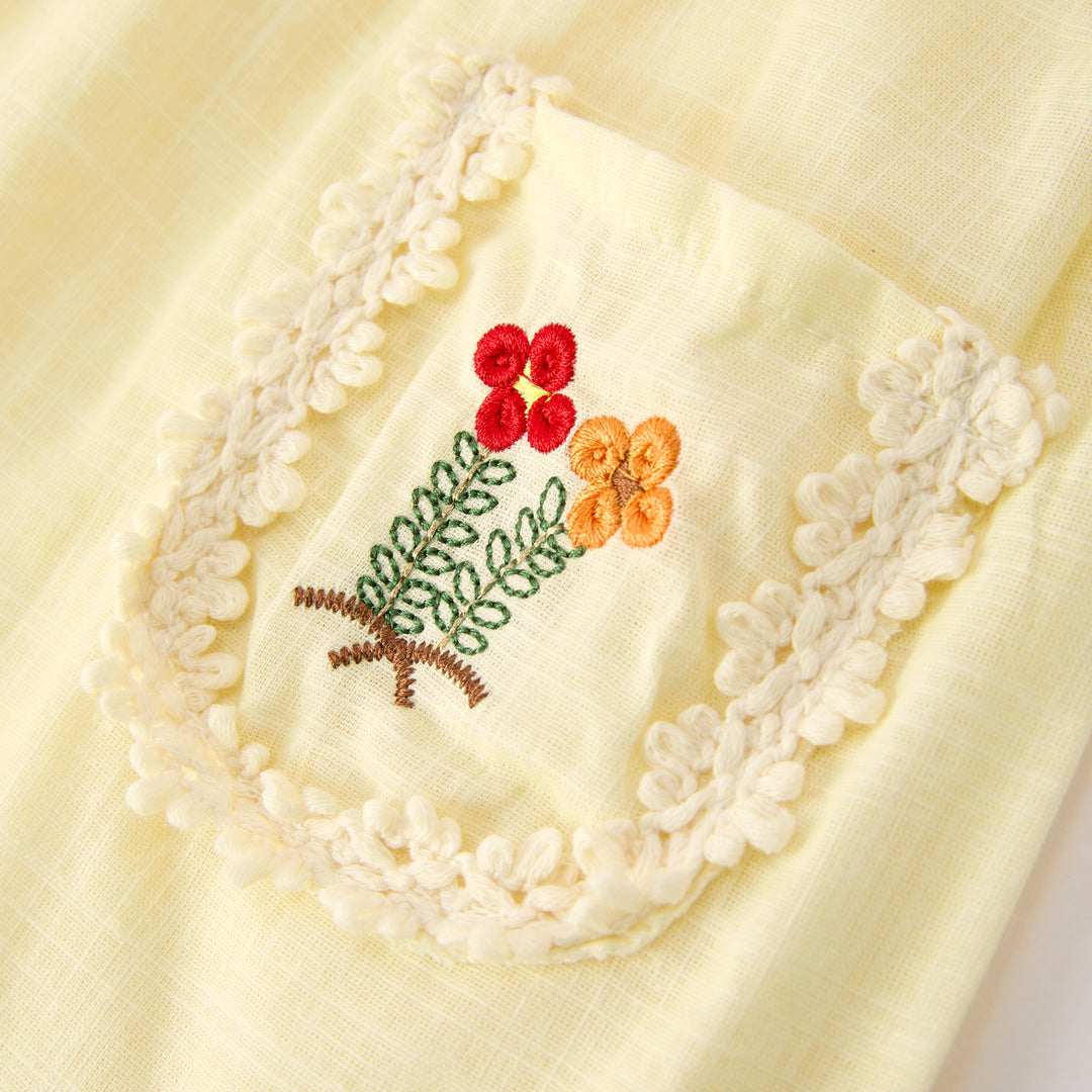 Girls'retro flower embroidered dress-secret garden series