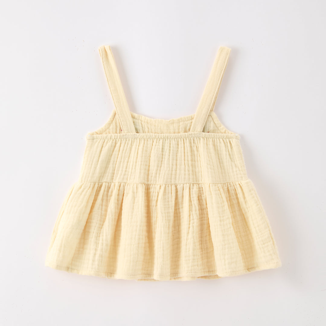 Girls' Strawberry embroidery Camisole Top&Pants 2pcs set
