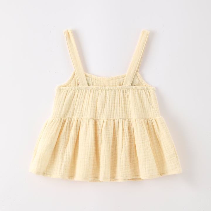 Girls' Strawberry embroidery Camisole Top&Pants 2pcs set