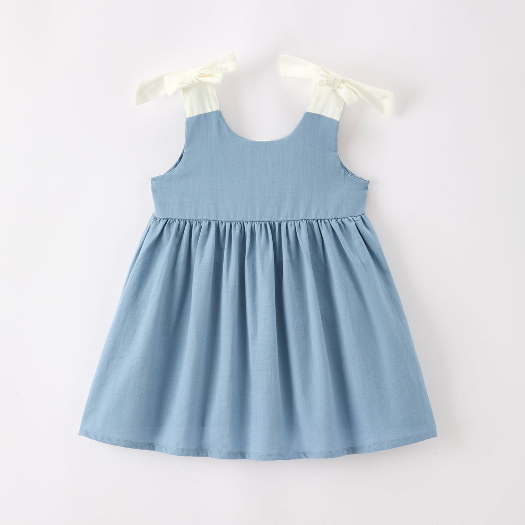 Baby girls Floral embroidered bow-tie tank dress