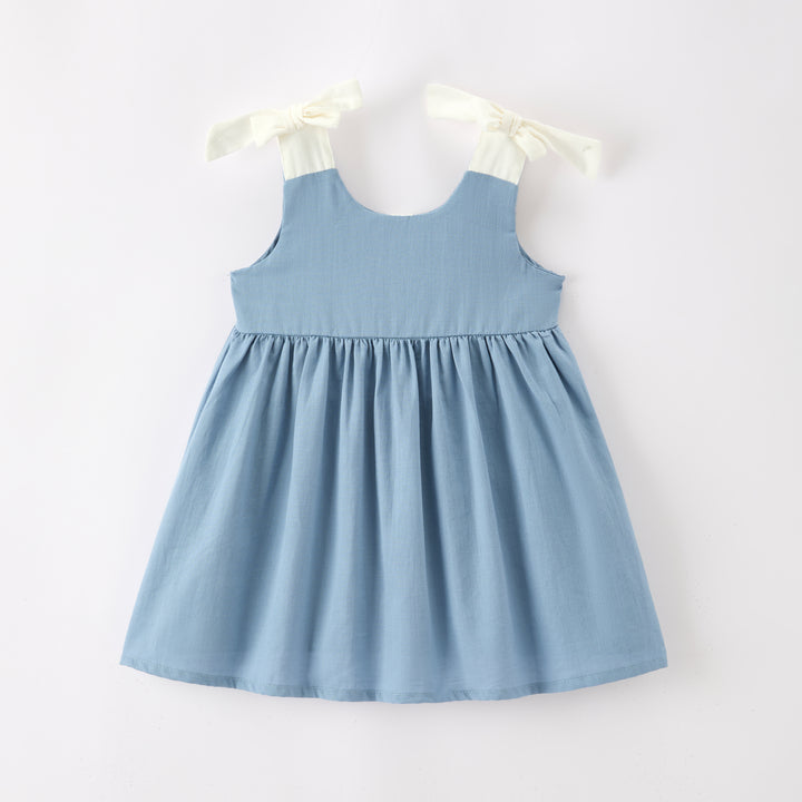 Baby girls Floral embroidered bow-tie tank dress