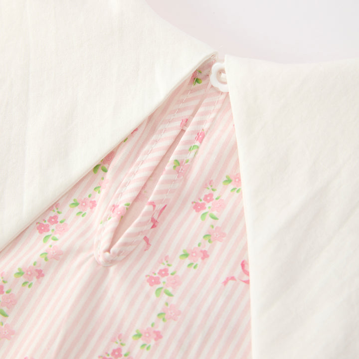 Girls'Pink sweet floral embroidery sleeveless dress