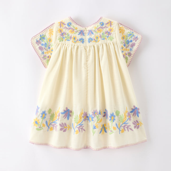 Girls'retro flower embroidered dress-secret garden series