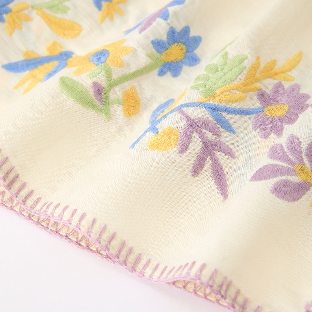Girls'retro flower embroidered dress-secret garden series