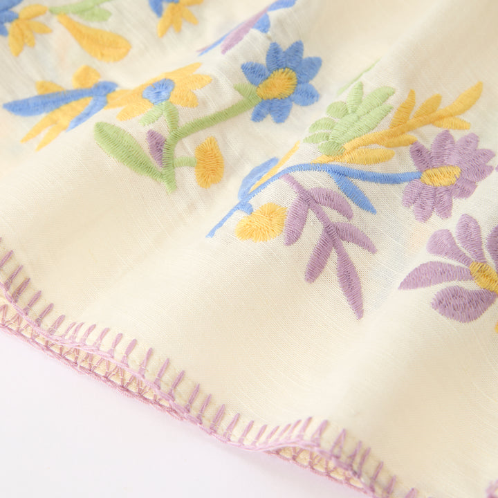 Girls'retro flower embroidered dress-secret garden series