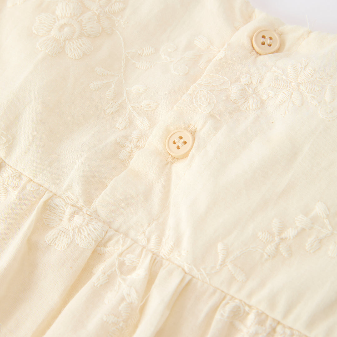 Girls' jacquard embroidered top&denim pant 2pcs set