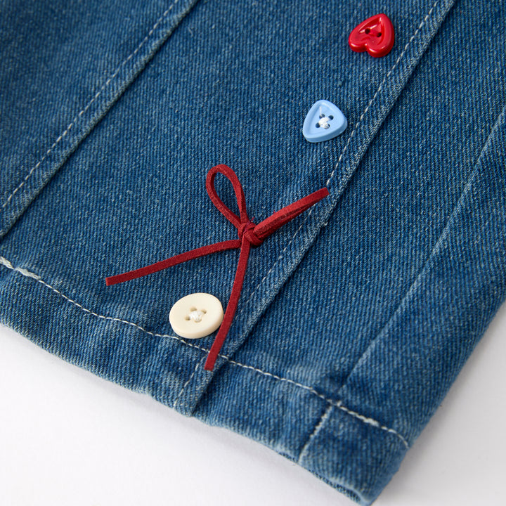 Girls' button deco jeans cute denim Pants