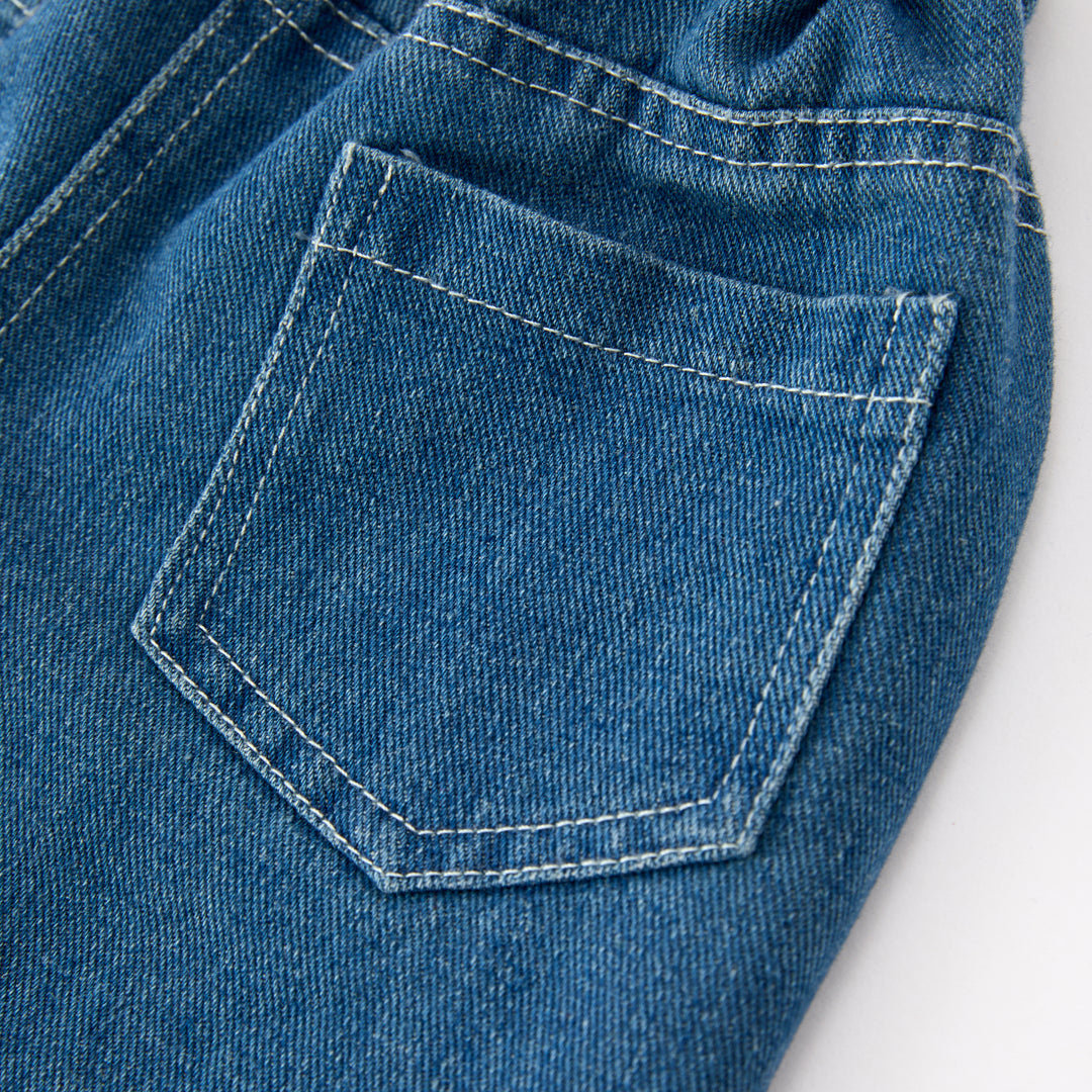 Girls' button deco jeans cute denim Pants