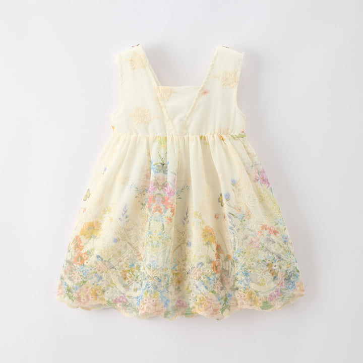Girls' French rose lace embroidery fairy mesh dress