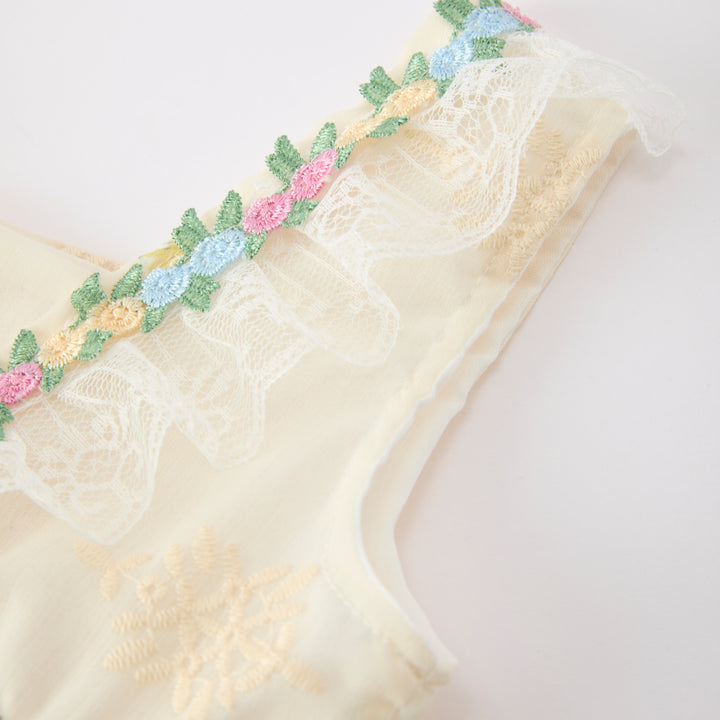 Girls' French rose lace embroidery fairy mesh dress