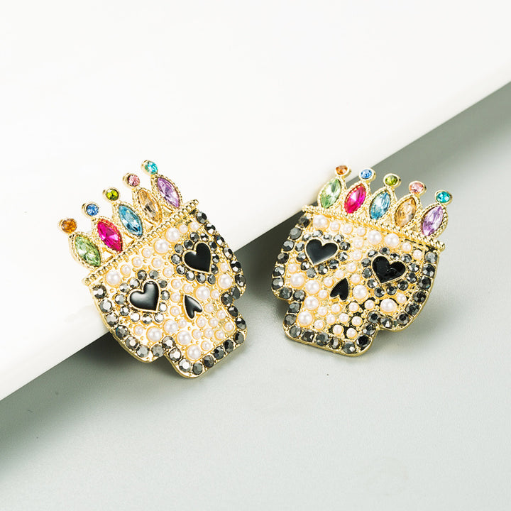 Halloween Alloy diamond crown skull earrings halloween gifts