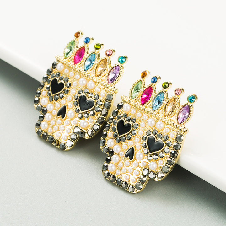 Halloween Alloy diamond crown skull earrings halloween gifts