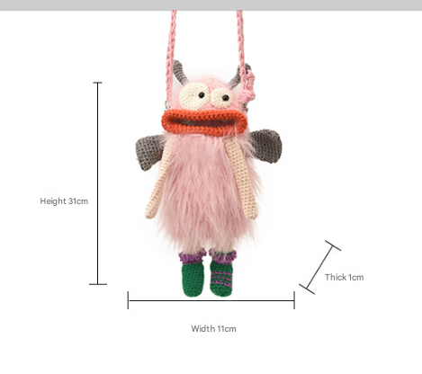 Crochet Big Mouth Elf crossbody Bag Handmade Mini Purse