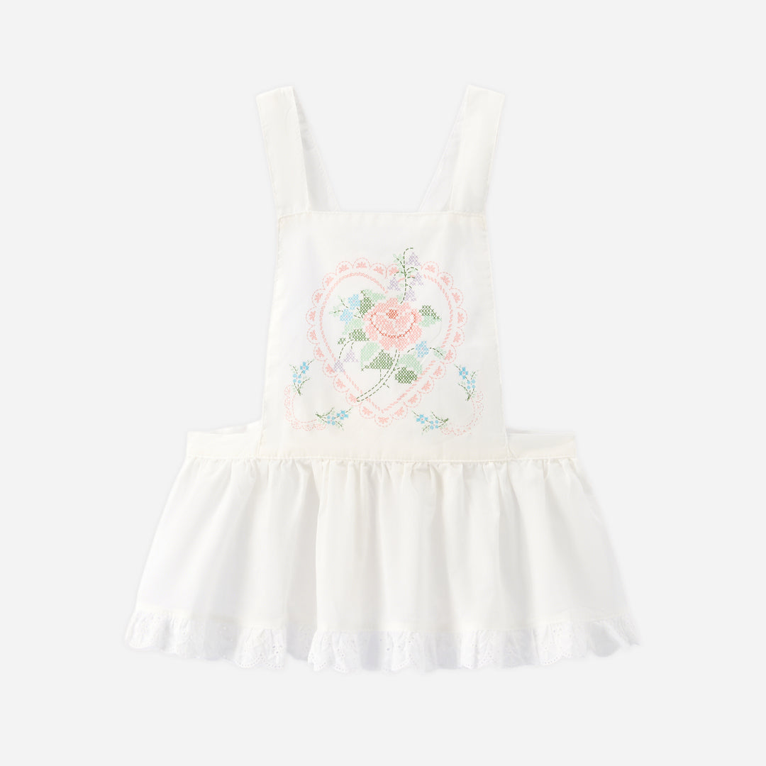 Girls cotton floral lace apron